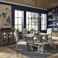 Industrial Iron Orb Chandelier 36" -Famous Furniture Shop French Farmhouse Grey Dining Tables 40242.1440523397