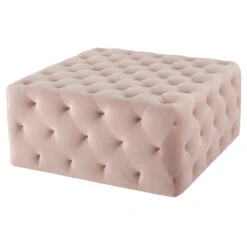Tufty Velvet Upholstered Square Ottoman 38"