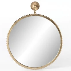 Cru Cast Aluminum Aged Gold Round Wall Mirror