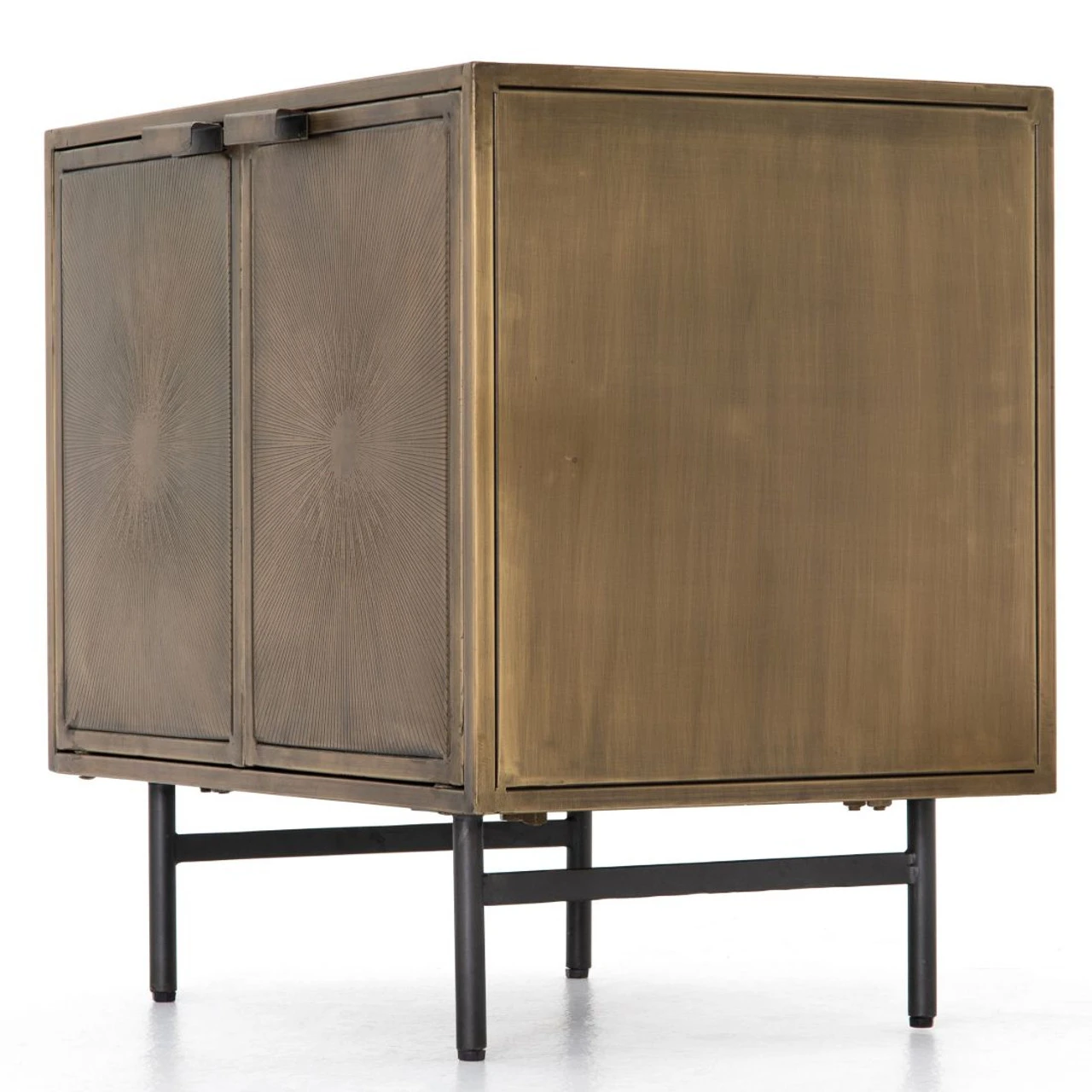 Sunburst Industrial Aged Brass Cabinet Nightstand 6 Sunburst Industrial Aged Brass Cabinet Nightstand - Image 4