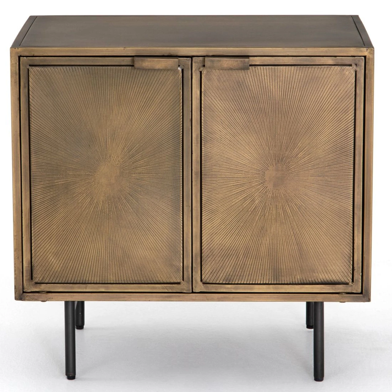 Sunburst Industrial Aged Brass Cabinet Nightstand 5 Sunburst Industrial Aged Brass Cabinet Nightstand - Image 3