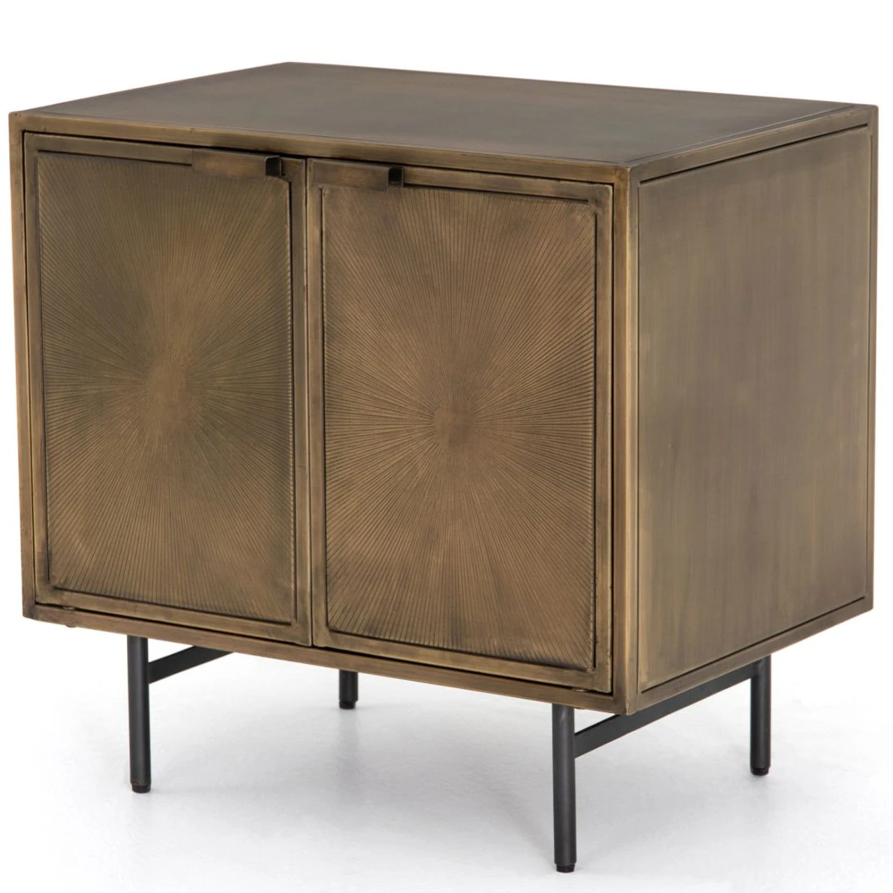Sunburst Industrial Aged Brass Cabinet Nightstand 3 Sunburst Industrial Aged Brass Cabinet Nightstand