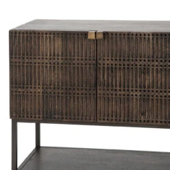 Kelby Wood And Iron Media Console 56" -Famous Furniture Shop IFAL 037 DET 6 32645.1572299205