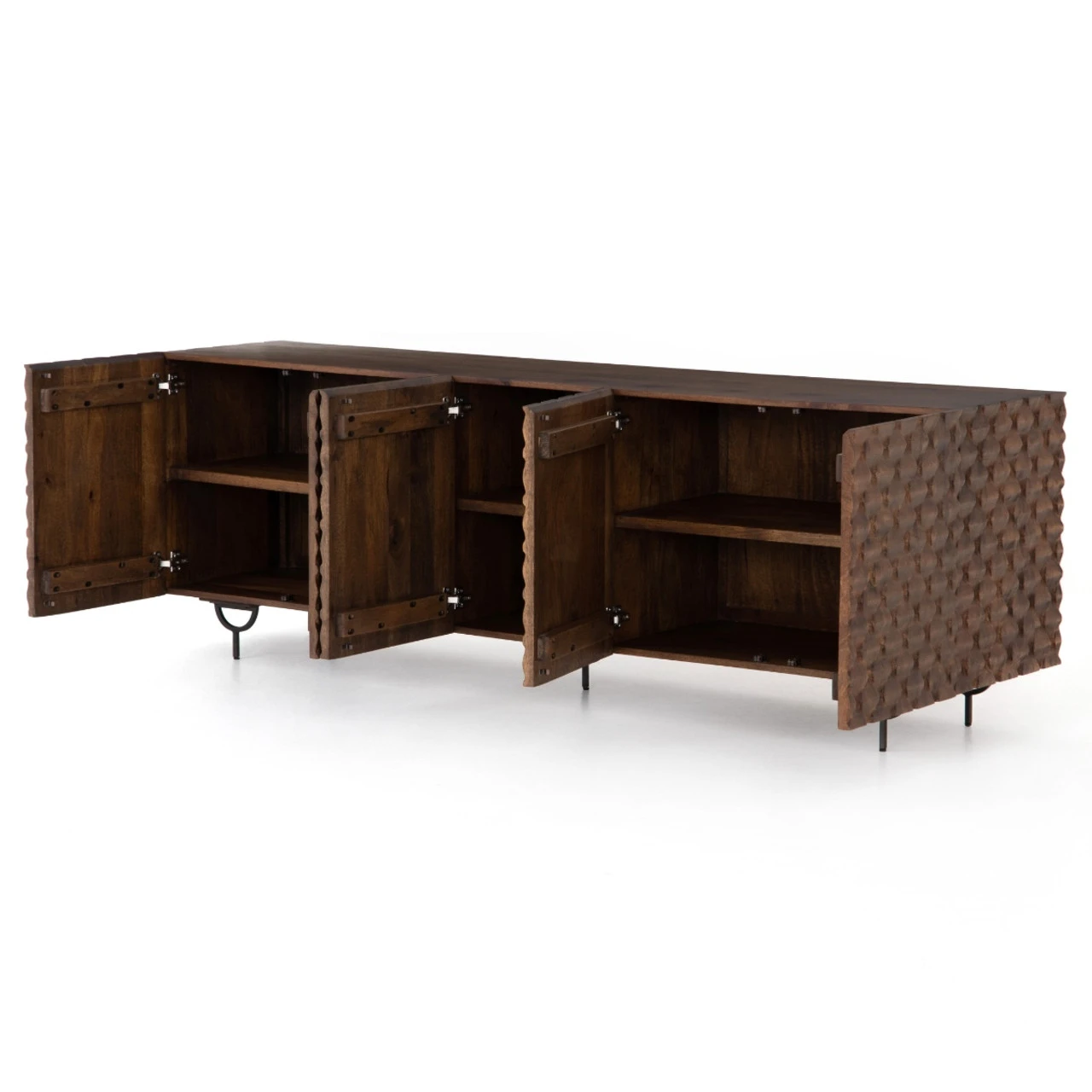 Rio Carved Wood 4 Door Media Console Cabinet 82" 5 Rio Carved Wood 4 Door Media Console Cabinet 82" - Image 3