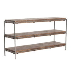 Barton Iron Frame + Slab Wood Shelf Media Console