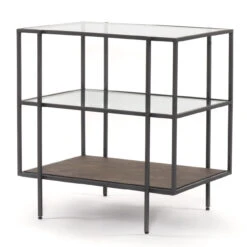 Byron Shadowbox Metal & Glass Nightstand