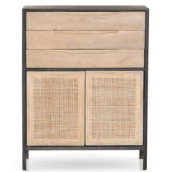 Sydney Woven Cane Tall Dresser - Black -Famous Furniture Shop IPRS 032B FRT 1 08615.1583968512