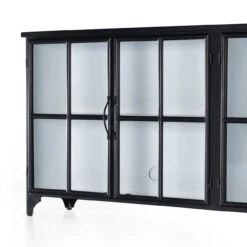 Camila Industrial Black Iron Sideboard With Glass Doors -Famous Furniture Shop IRCK 135 DET 7 50730.1671046756