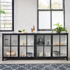 Camila Industrial Black Iron Sideboard With Glass Doors -Famous Furniture Shop IRCK 135 ROM 1 33414.1499804452
