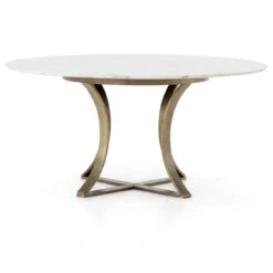Gage White Marble & Antique Brass Leg Round Dining Table 60" 12 Gage White Marble & Antique Brass Leg Round Dining Table 60" -Famous Furniture Shop IRCK 144 PRM 1 84581.1525295701