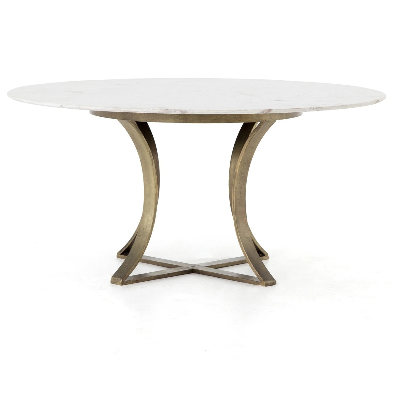 Gage White Marble & Antique Brass Leg Round Dining Table 60" 5 Gage White Marble & Antique Brass Leg Round Dining Table 60" - Image 3