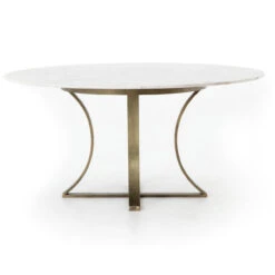 Gage White Marble & Antique Brass Leg Round Dining Table 60" 13 Gage White Marble & Antique Brass Leg Round Dining Table 60" -Famous Furniture Shop IRCK 144 SID 1 32945.1499972276