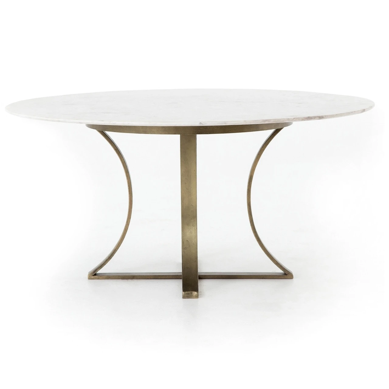 Gage White Marble & Antique Brass Leg Round Dining Table 60" 6 Gage White Marble & Antique Brass Leg Round Dining Table 60" - Image 4
