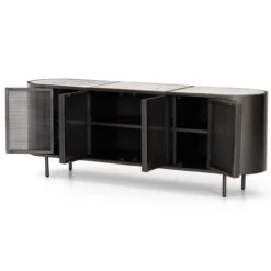 Libby Industrial Iron + Marble Top TV Media Cabinet 72" -Famous Furniture Shop IRCK 297 OPN 1 07663.1583221656