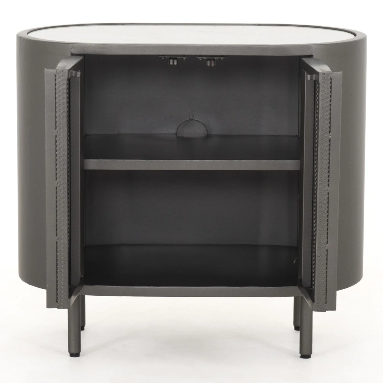 Libby Industrial Iron + Marble Top Cabinet Nightstand 6 Libby Industrial Iron + Marble Top Cabinet Nightstand - Image 4