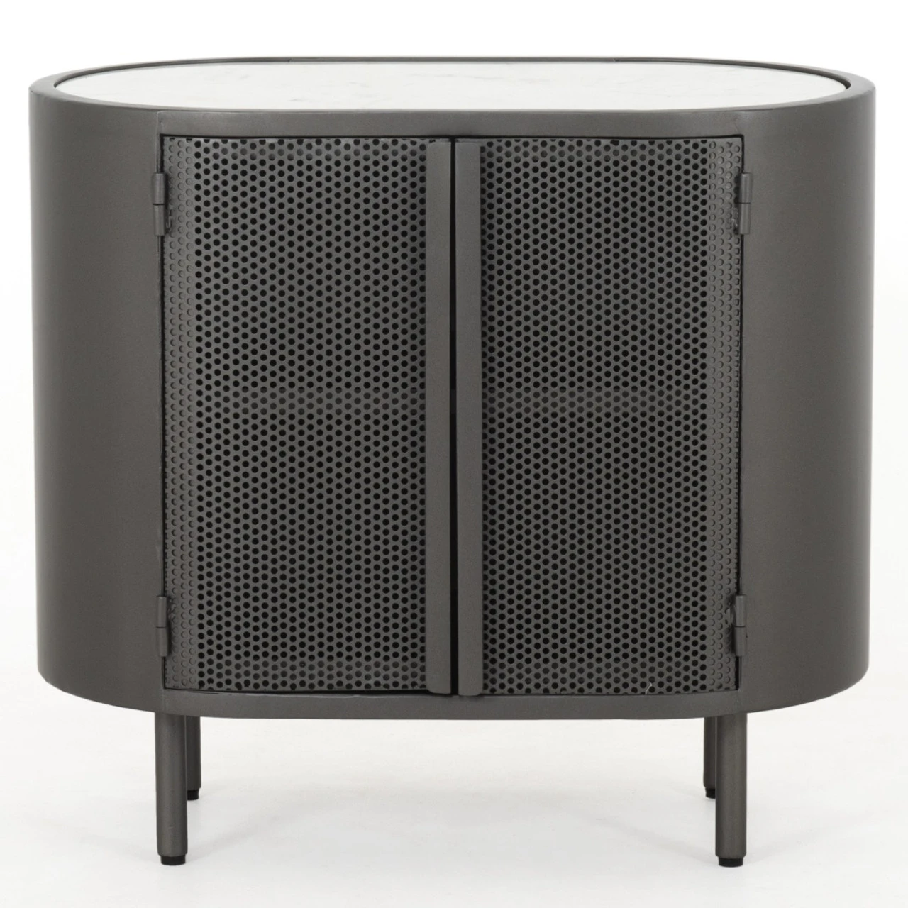 Libby Industrial Iron + Marble Top Cabinet Nightstand 5 Libby Industrial Iron + Marble Top Cabinet Nightstand - Image 3