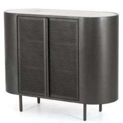 Libby Industrial Iron + Marble Top Small Cabinet 42"