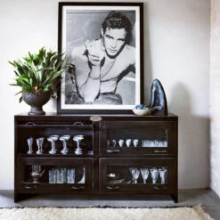 Shadow Box Antiqued Iron Media Cabinet 64" -Famous Furniture Shop IRCK MC 214 ROM 8 47325.1525295698