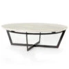 Felix Sandblasted White Marble Round Coffee Table 48" -Famous Furniture Shop ISD 0199 PRM 1 47742.1707485554