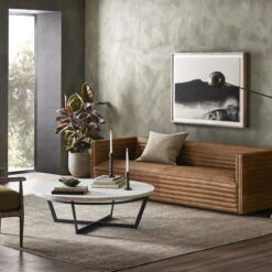 Felix Sandblasted White Marble Round Coffee Table 48" -Famous Furniture Shop ISD 0199 ROM 2 20665.1707485554