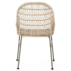 Bandera Vintage White Finish Outdoor Woven Dining Chair -Famous Furniture Shop JLAN 131A BCK 1 33806.1622858539