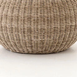 Pascal Vintage White Woven Wicker Round Stool Ottoman -Famous Furniture Shop JLAN 167A DET 1 30052.1520647604
