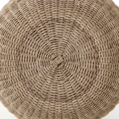 Pascal Vintage White Woven Wicker Round Stool Ottoman -Famous Furniture Shop JLAN 167A DET 2 43631.1520647593