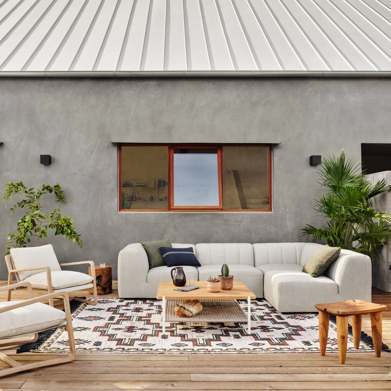 Zuri Aged Natural Teak Outdoor Stool 4 Zuri Aged Natural Teak Outdoor Stool - Image 2