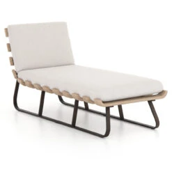 Dimitri Teak Wood Grey Outdoor Chaise Lounge Daybed