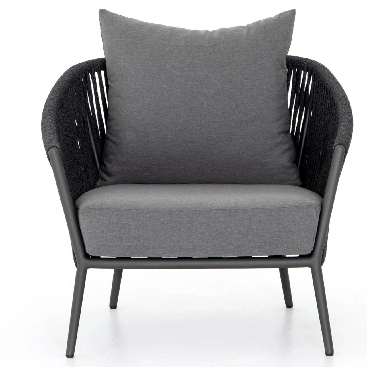 Porto Charcoal Woven Rope Outdoor Lounge Chair 4 Porto Charcoal Woven Rope Outdoor Lounge Chair - Image 2