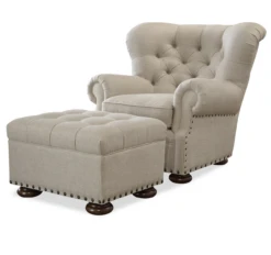 Maxwell Linen Upholstered Tufted Ottoman With Nailheads -Famous Furniture Shop Maxwell Linen Upholstered Tufted Armchair with Nailheads1 37598.1457083800