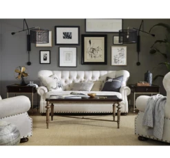 Maxwell Linen Upholstered Tufted Ottoman With Nailheads -Famous Furniture Shop Maxwell Linen Upholstered Tufted Armchair with Nailheads22 11063.1457083800