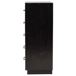 Modern Burnished Black Wood 5 Drawer Tall Boy Chest -Famous Furniture Shop Modern Burnished Black Wood 5 Drawer Tall Chest 3 31596.1500572426