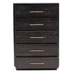 Modern Burnished Black Wood 5 Drawer Tall Boy Chest -Famous Furniture Shop Modern Burnished Black Wood 5 Drawer Tall Chest 4 42767.1500572426