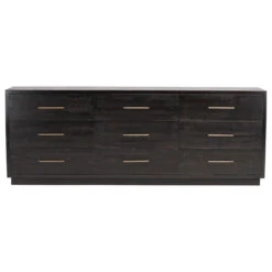 Modern Burnished Black Wood 9 Drawer Dresser