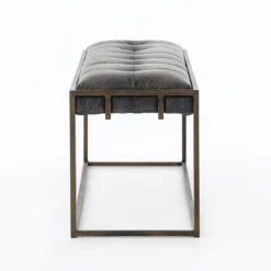 Oxford Tufted Vintage Black Leather Bench 43" -Famous Furniture Shop Oxford Tufted Black Leather Bench4 22172.1537474907