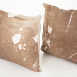 Modern Warm Brown Cowhide Pillows, Set Of 2 -Famous Furniture Shop SMAT 002AK DET 1 37575.1549652415