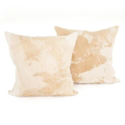 Modern Natural Brown Cowhide Pillows, Set Of 2
