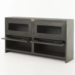 Shadow Box Antiqued Iron Media Cabinet 64" -Famous Furniture Shop Shadow Box Antiqued Iron Media Cabinet consoles 27136.1525295698