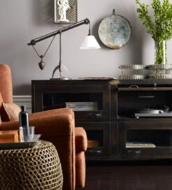 Shadow Box Antiqued Iron Media Cabinet 64" -Famous Furniture Shop Shadow Box Antiqued Iron Media Cabinets 15617.1420751932