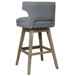 Task Dark Gray Nailhead Wing Swivel Bar Stool -Famous Furniture Shop Task Dark Gray Nailhead Wing Swivel Bar Stools 70769.1430267751
