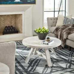 Modern Farmhouse Round Cocktail Table -Famous Furniture Shop U011818 1 11478.1689269014