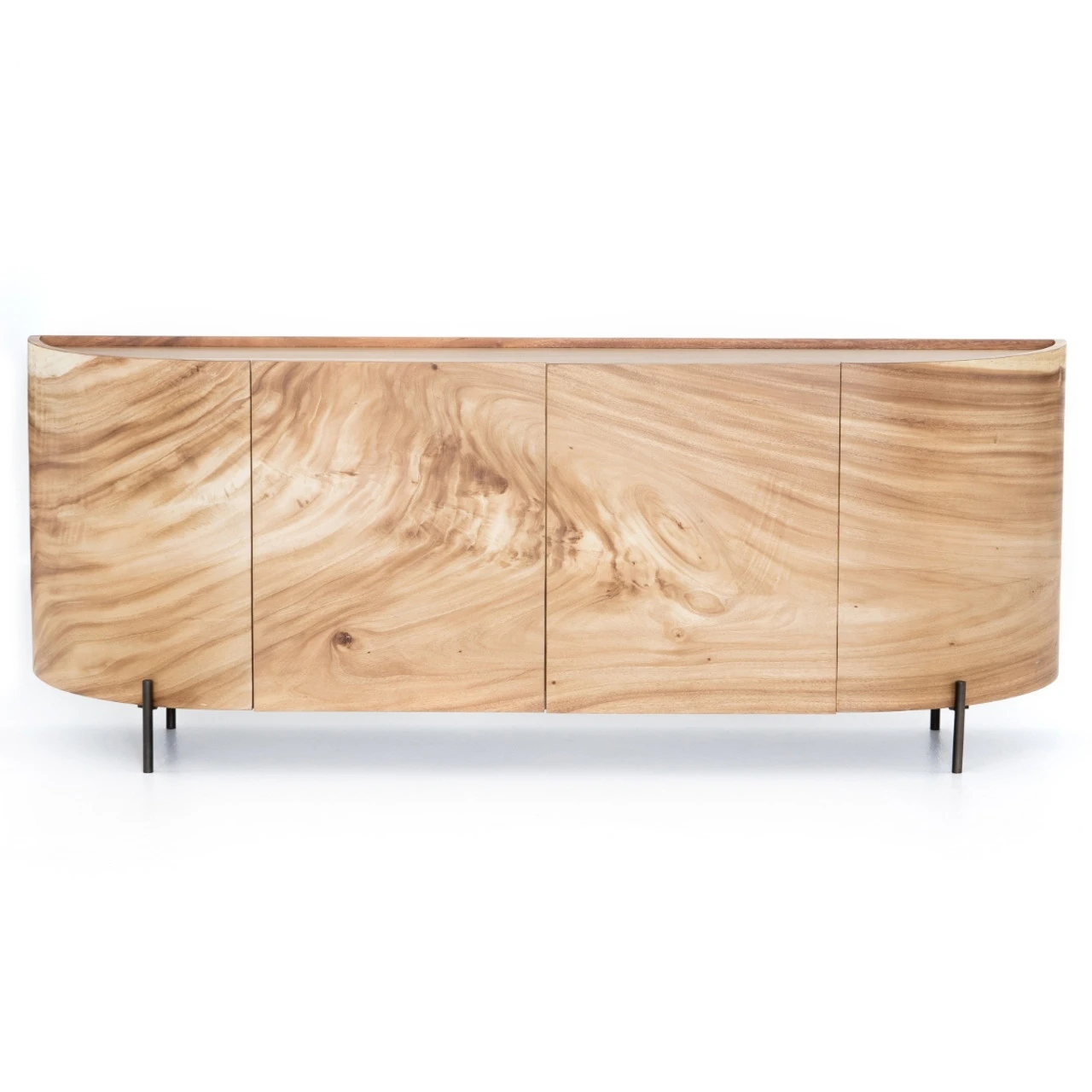 Lunas Natural Wood Curved Sideboard Buffet 77" 6 Lunas Natural Wood Curved Sideboard Buffet 77" - Image 4