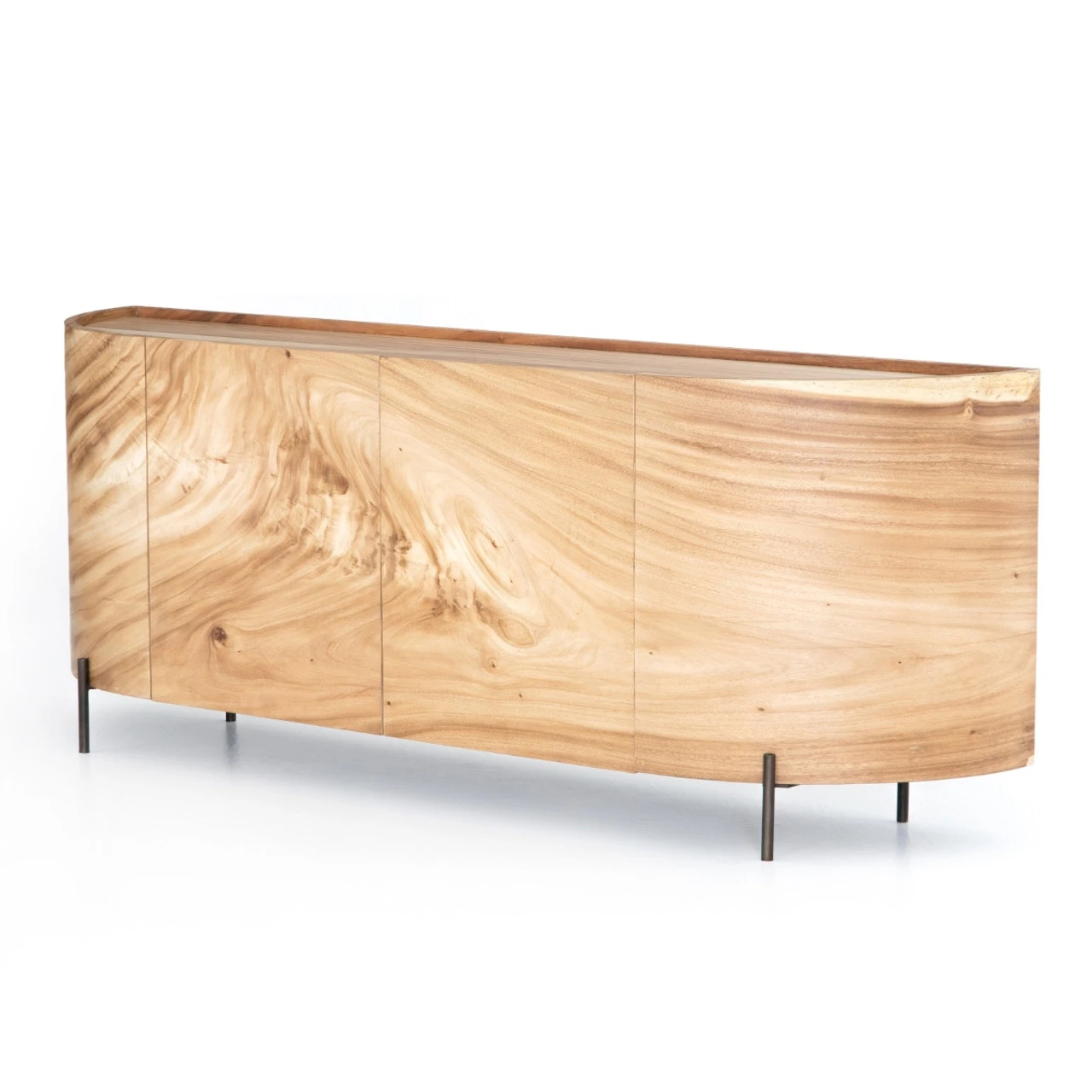 Lunas Natural Wood Curved Sideboard Buffet 77" 3 Lunas Natural Wood Curved Sideboard Buffet 77"