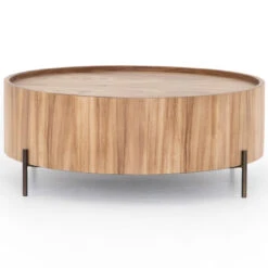 Lunas Natural Wood Drum Coffee Table 40" -Famous Furniture Shop UWES 255 FRT 1 1 25663.1583947395