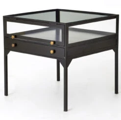Shadow Box Industrial Metal And Glass Side Table