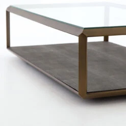 Hollywood Shagreen Shadow Box Glass Coffee Table - Brass -Famous Furniture Shop VBEN 016A DET 1 05351.1504839776