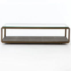 Hollywood Shagreen Shadow Box Glass Coffee Table - Brass -Famous Furniture Shop VBEN 016A FRT 1 86526.1504839776