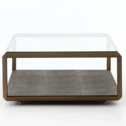 Hollywood Shagreen Shadow Box Glass Coffee Table - Brass -Famous Furniture Shop VBEN 016A SID 1 34064.1504839776