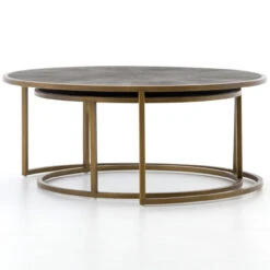 Hollywood Modern Shagreen Nesting Coffee Tables - Brass -Famous Furniture Shop VBEN 018 DET 7 17168.1504833398